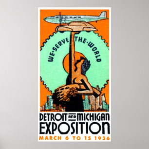 Poster 1936 da expo de Detroit Michigan