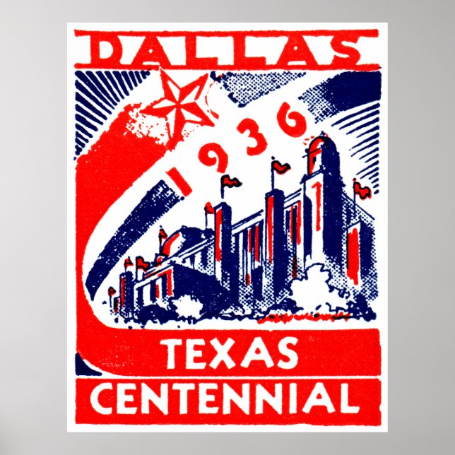 Póster 1936 Dallas Texas Centennial (Frente)