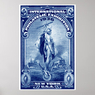 Póster 1936 expo filatélica internacional New York