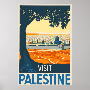 Poster 1936 Visite a Palestina Velha Jerusalém - Vintage