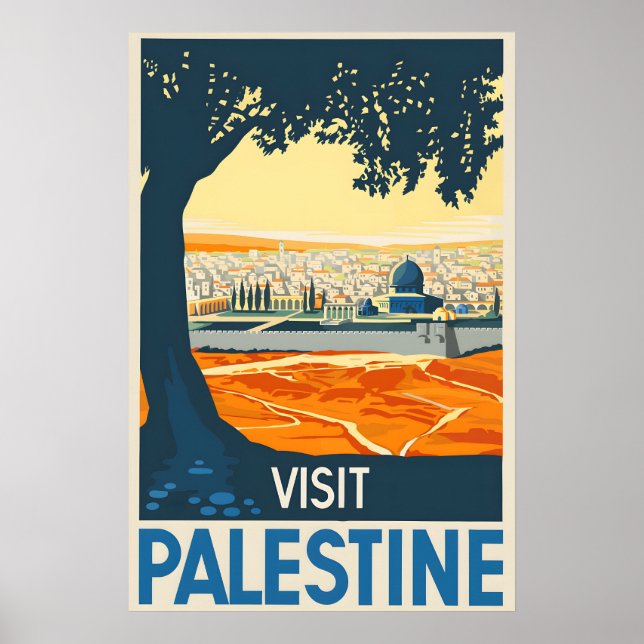 Poster 1936 Visite a Palestina Velha Jerusalém - Vintage (Frente)