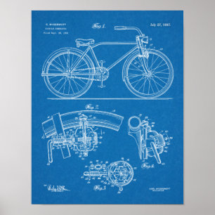 Poster 1937 Bicycle Generator Design Patent Art Print