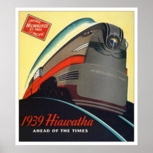 Poster 1939 da locomotiva de Hiawatha