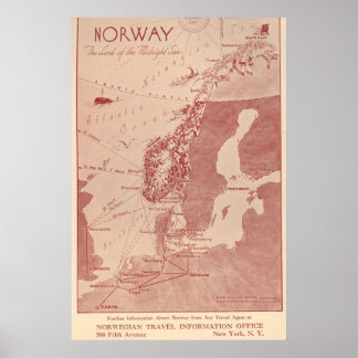 Póster 1939 Serviço de Informação de Viagem norueguês NY