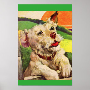 Poster 1940s adorable terrier dog