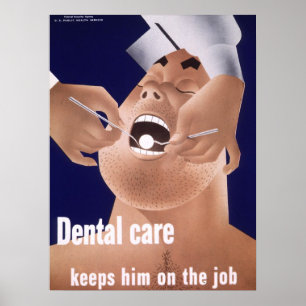 Poster 1942 dental da saúde do marinho do vintage