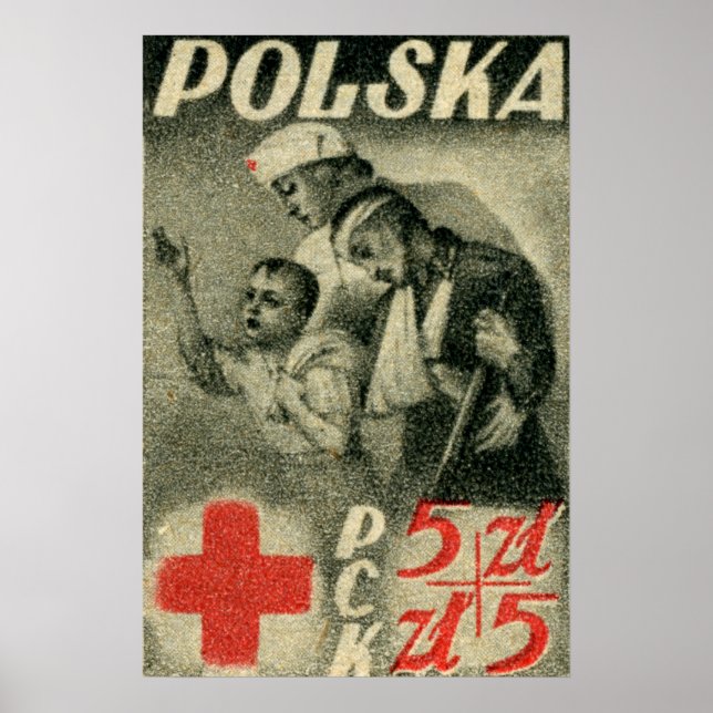Póster 1947 Cruz Vermelha Polonesa (Frente)