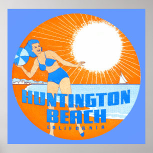 Poster 1947 Huntington Beach California