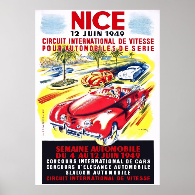 Poster 1949 Nice França Circuit Automobile Race (Frente)