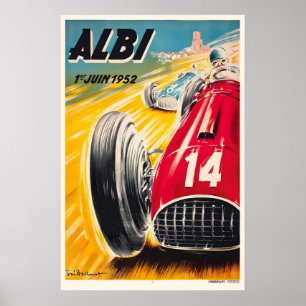 Poster 1950 Grande Prêmio de Albi Corrida de Carros Antig