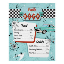 1950s Retro Diner Menu