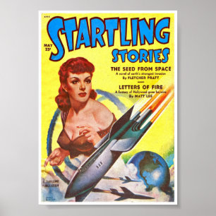 POSTER 1951 STARTLING STORIES SCI FI PULP MAG