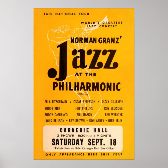 Poster 1954 Jazz at the Philharmonic - Carnegie Hall 2 (Frente)