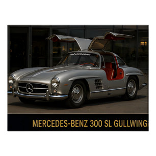 Póster 1955 Mercedes-Benz 300 SL Gullwing Clássico Alemão
