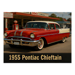 Póster 1955 Pontiac Chieftain Clássico Vintage Americano