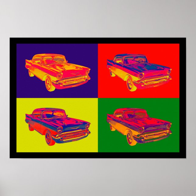 Poster 1957 Chevy Bel Air Car Pop Art (Frente)