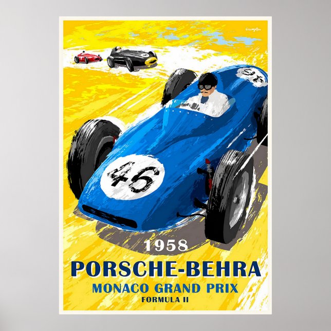 Poster 1958 Porsche-Behra. Fórmula II do Grande Prêmio de (Frente)