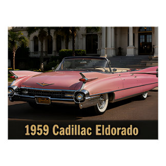 Póster 1959 Cadillac Eldorado Luxo Clássico Vintage Ameri