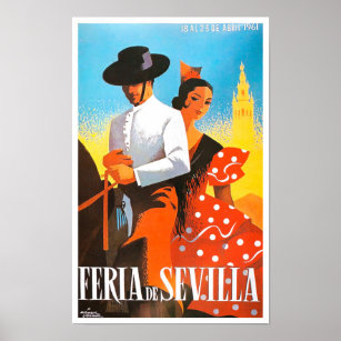Poster 1961 feria de Sevilla viagens vintage