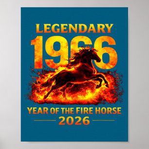 Poster 1966 Ano Do Cavalo De Fogo 60º Aniversário Chinês 