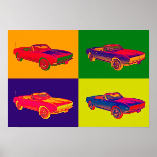 Poster 1967 Chevy Camaro RS Pop Art convertível (Frente)