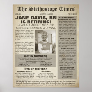 Poster 1967 Stethoscope Times for Nurse Retirement Party