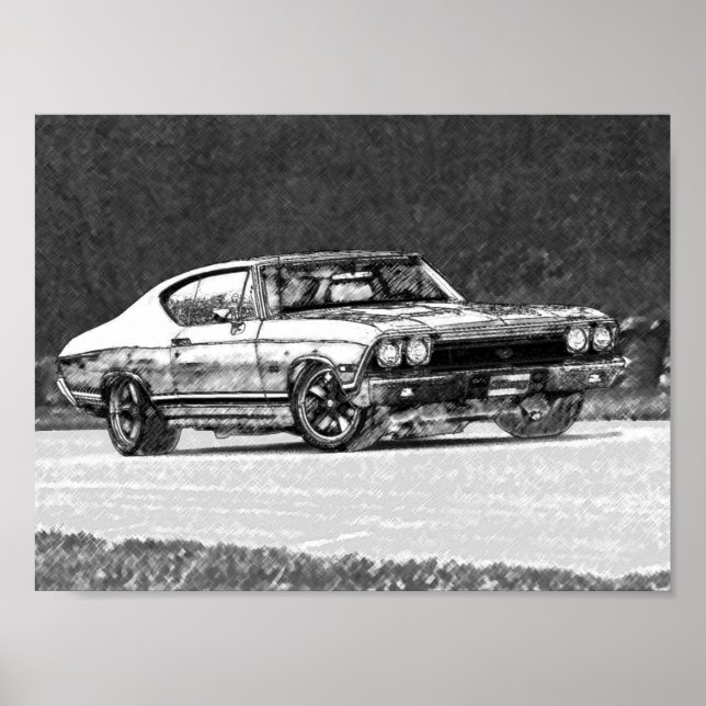 Póster 1968 Chevelle Pencil Sketch (Frente)