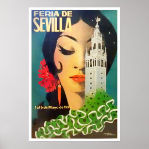 Poster 1973 Seville Spain Feria de Sevilla vintage