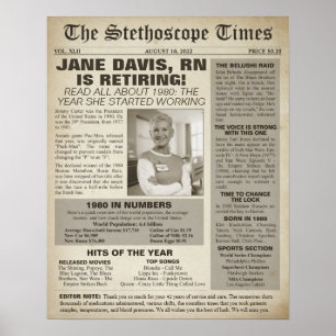 Poster 1980 Stethoscope Times for Nurse Retirement Party