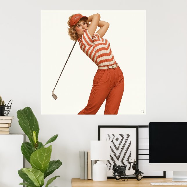 Poster 1980's Golf Fashion - Art Print (Escritório em casa)