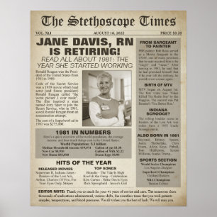 Poster 1981 Stethoscope Times for Nurse Retirement Party