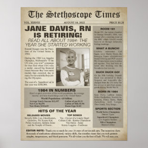 Poster 1984 Stethoscope Times for Nurse Retirement Party