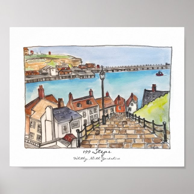 Poster 199 Steps, Whitby, North Yorkshire (Frente)