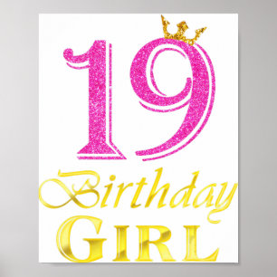 Poster 19. Aniversário Garota Princesa Camisa de 19 anos 