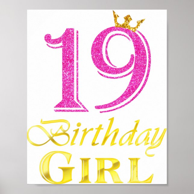 Poster 19. Aniversário Garota Princesa Camisa de 19 anos  (Frente)