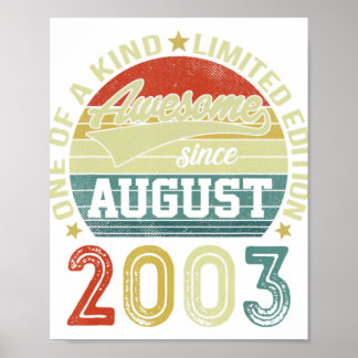 Poster 19 anos de idade, aniversário incrível desde agost