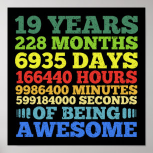 Poster 19 anos Vintage 19.o aniversário 228 meses