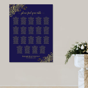 Poster 19 Gráfico de Assentos de Casamento Azul de Marin