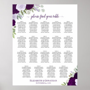 Poster 19 Gráfico de Assentos de Casamento Chic Floral Ro