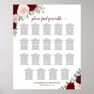 Poster 19 Gráfico de Assentos Florais Turvos e Vermelhos