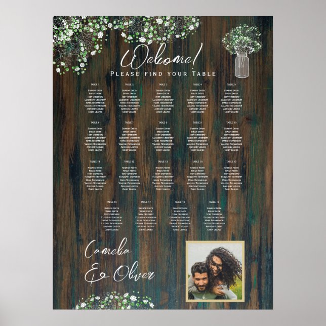 Poster 19 Mesa Rústica Madeira Gypsophila FOTO (Frente)