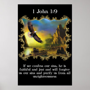 Poster 1 1:9 de John com Eagle que voa sobre a paisagem