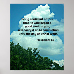 Poster 1:6 dos Philippians que está seguro disto,…