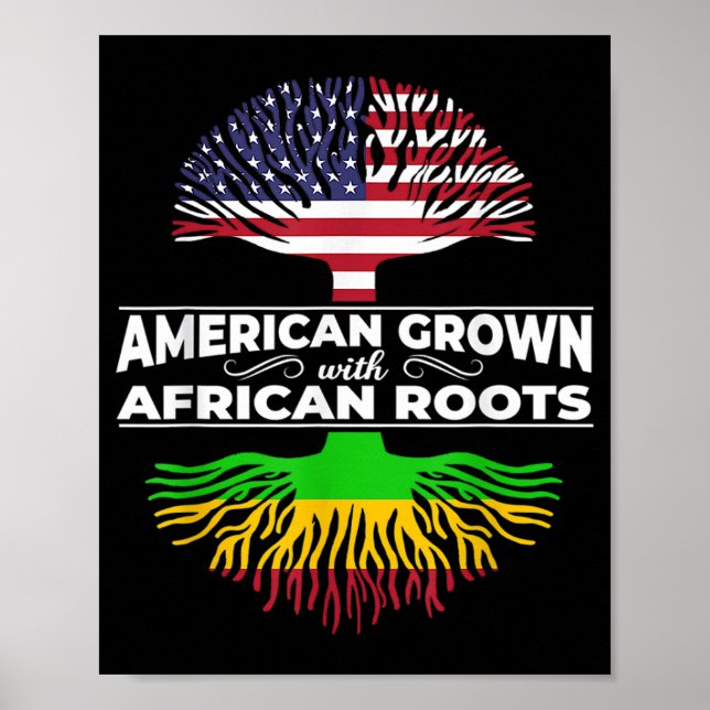Poster 1 Americano Cresceu Raízes Africanas Usa Bandeira  (Frente)