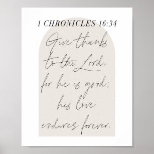 Poster 1 Chronicles 16:34 Script Beige Arch