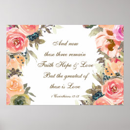 Poster 1 Corinthians 13:13 Fé Esperança Bíblia Verso