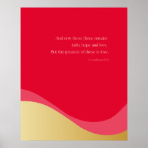 1 Corinthians 13:13, Love, Wall Art, Red & Dourado