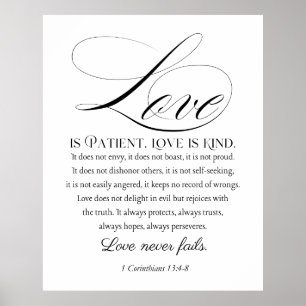 Poster 1 Corinthians 13:4-8 Amor é Casamento do Paciente