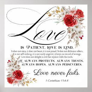 Poster 1 Corinthians 13:4-8 O amor é a Bíblia do paciente