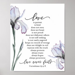 Poster 1 Corinthians 13:4-8 O amor é a Lavanda Iris do Do
